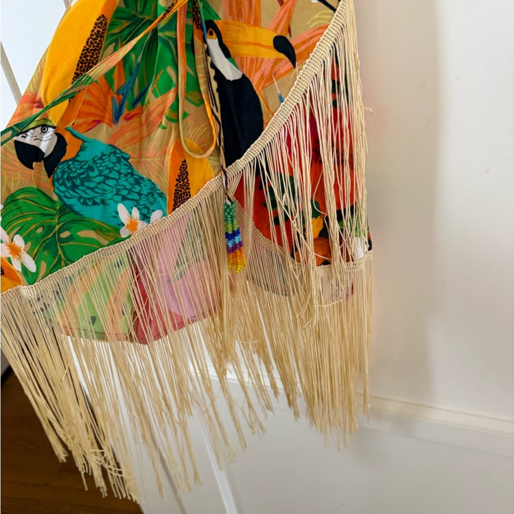 FARM Rio Multicolor Tropical Fringe Wrap Dress - Picture 6 of 8